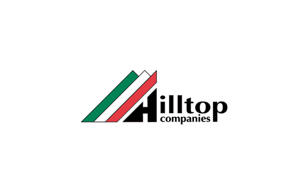 Image of Hilltop Companies Logo in color, red and green and black and white.