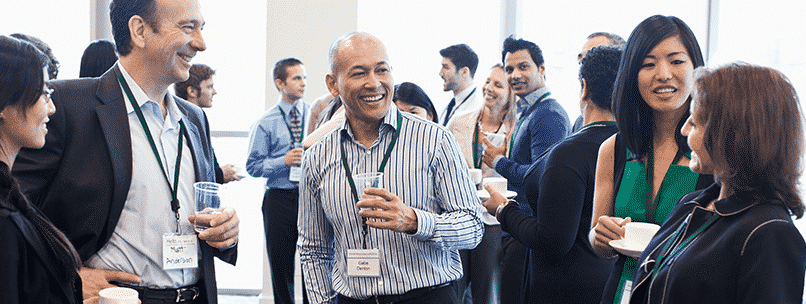 People gathering at a work event